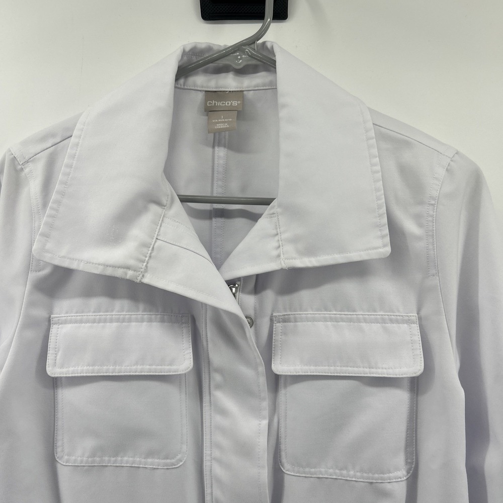 Chico's Jacket Women's Size 1 US 8-10 White Cotton Multi-Seasons Medium - Picture 10 of 16